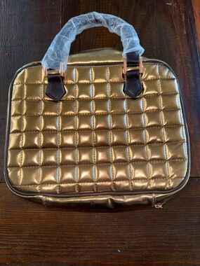 Quilted Metallic Gold Jewelry Bag